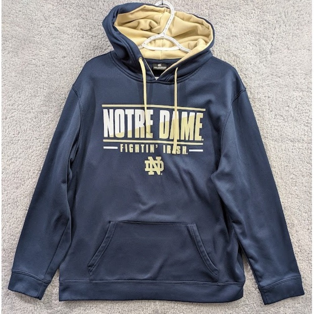 Colosseum Notre Dame Hoodie Men's Large Navy Blue Fightin Irish Football NCAA